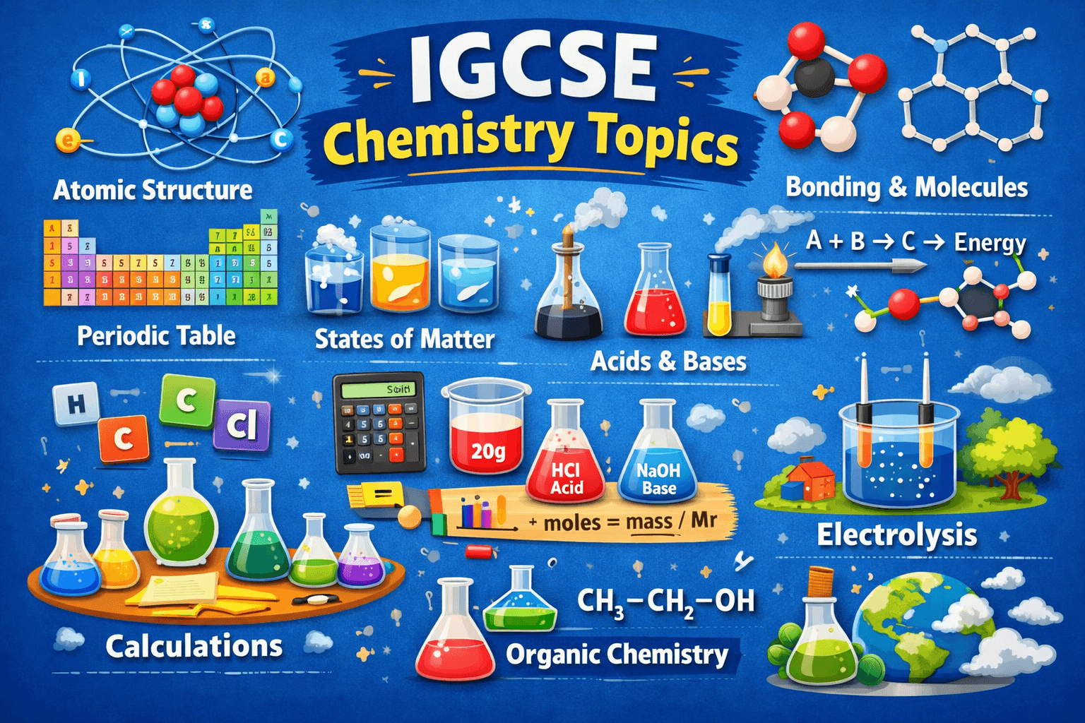 IGCSE Chemistry syllabus 2026 topic list diagram